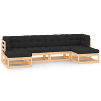  6 Piece Garden Lounge Set with Anthracite Cushions Pinewood