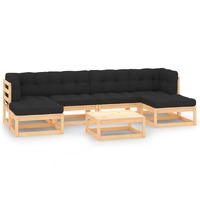  7 Piece Garden Lounge Set with Anthracite Cushions Pinewood