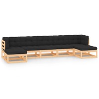  7 Piece Garden Lounge Set with Anthracite Cushions Pinewood