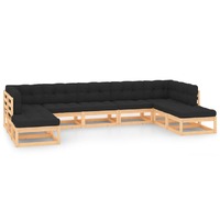  9 Piece Garden Lounge Set with Anthracite Cushions Pinewood