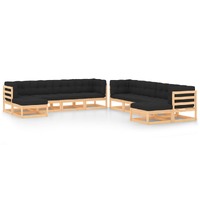  10 Piece Garden Lounge Set with Anthracite Cushions Pinewood