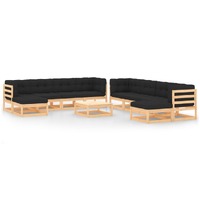  11 Piece Garden Lounge Set with Anthracite Cushions Pinewood