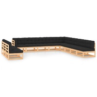  12 Piece Garden Lounge Set with Anthracite Cushions Pinewood
