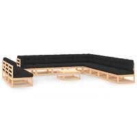  13 Piece Garden Lounge Set with Anthracite Cushions Pinewood