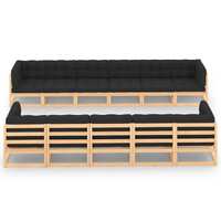  11 Piece Garden Lounge Set with Anthracite Cushions Pinewood