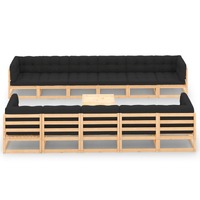  12 Piece Garden Lounge Set with Anthracite Cushions Pinewood