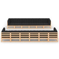  12 Piece Garden Lounge Set with Anthracite Cushions Pinewood