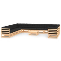  14 Piece Garden Lounge Set with Anthracite Cushions Pinewood