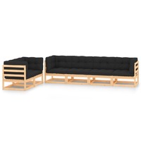  6 Piece Garden Lounge Set with Anthracite Cushions Pinewood