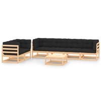  7 Piece Garden Lounge Set with Anthracite Cushions Pinewood