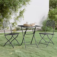  3 Piece Garden Dining Set Expanded Metal Mesh Anthracite