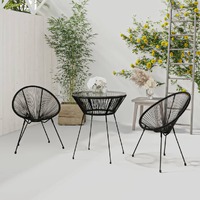  3 Piece Garden Dining Set Black
