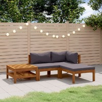  4 Piece Garden Lounge Set with Cushion Solid Acacia Wood