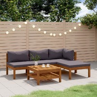  5 Piece Garden Lounge Set with Cushion Solid Acacia Wood