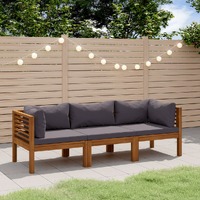  3-Seater Garden Sofa with Cushion Solid Acacia Wood