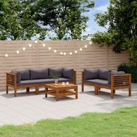 6 Piece Garden Lounge Set with Cushion Solid Acacia Wood