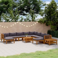  12 Piece Garden Lounge Set with Cushion Solid Acacia Wood