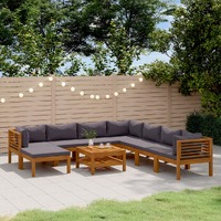  9 Piece Garden Lounge Set with Cushion Solid Acacia Wood