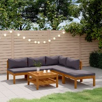  6 Piece Garden Lounge Set with Cushion Solid Acacia Wood