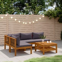  5 Piece Garden Lounge Set with Cushion Solid Acacia Wood