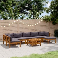  8 Piece Garden Lounge Set with Cushion Solid Acacia Wood
