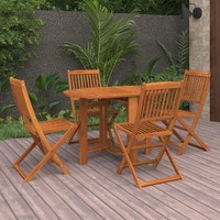  5 Piece Garden Dining Set Solid Wood Acacia
