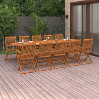  11 Piece Garden Dining Set 280x90x75 cm Solid Wood Acacia