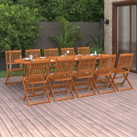  11 Piece Garden Dining Set 280x90x75 cm Solid Wood Acacia