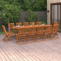  13 Piece Garden Dining Set 280x90x75 cm Solid Wood Acacia