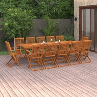  13 Piece Garden Dining Set 280x90x75 cm Solid Wood Acacia