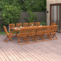  13 Piece Garden Dining Set 280x90x75 cm Solid Wood Acacia