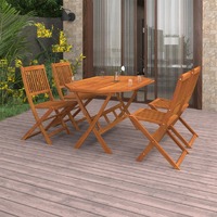  5 Piece Garden Dining Set Solid Acacia Wood