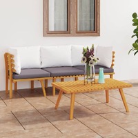  3 Piece Garden Lounge Set with Cushions Solid Wood Acacia
