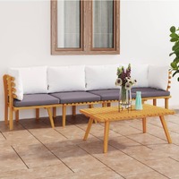  4 Piece Garden Lounge Set with Cushions Solid Acacia Wood