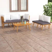  5 Piece Garden Lounge Set with Cushions Solid Wood Acacia