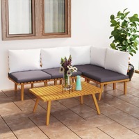  5 Piece Garden Lounge Set with Cushions Solid Wood Acacia
