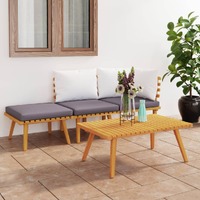  4 Piece Garden Lounge Set with Cushions Solid Wood Acacia