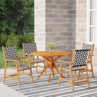  5 Piece Garden Dining Set Solid Wood Acacia