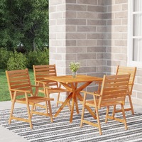  5 Piece Garden Dining Set Solid Wood Acacia