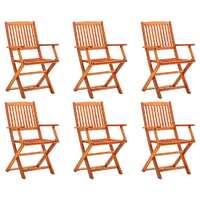  Folding Garden Chairs 6 pcs Solid Eucalyptus Wood