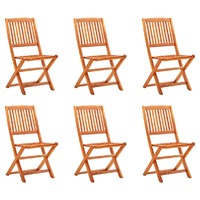 Folding Garden Chairs 6 pcs Solid Eucalyptus Wood