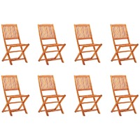  Folding Garden Chairs 8 pcs Solid Eucalyptus Wood