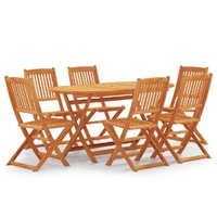  7 Piece Folding Outdoor Dining Set Solid Eucalyptus Wood