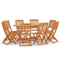  9 Piece Folding Outdoor Dining Set Solid Eucalyptus Wood