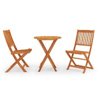  3 Piece Folding Outdoor Dining Set Solid Eucalyptus Wood