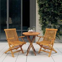  3 Piece Garden Dining Set Solid Wood Teak