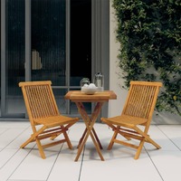  3 Piece Garden Dining Set Solid Wood Teak