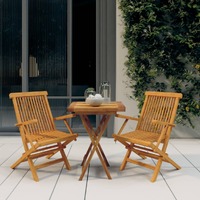  3 Piece Garden Dining Set Solid Wood Teak