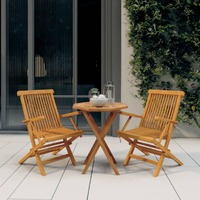  3 Piece Garden Dining Set Solid Wood Teak