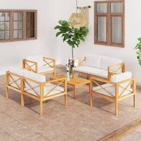  5 Piece Garden Lounge Set with Cushions Solid Wood Teak